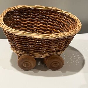 Elegant Brown Woven Toy Cart